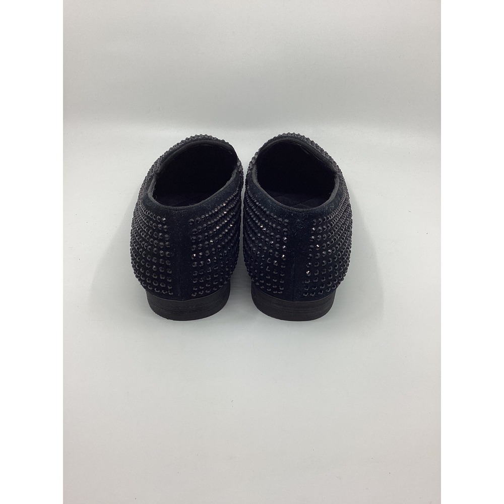 Steve Madden Caviarr Mens 9.5 Black Rhinestone Leather Loafers Smoking Slippers - Picture 3 of 6